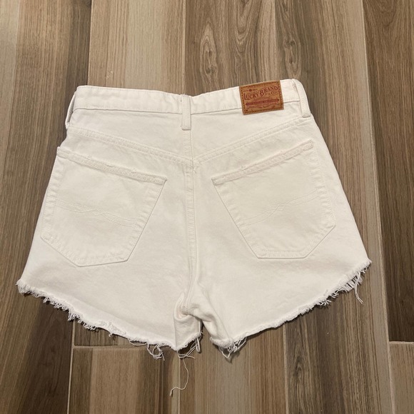 Lucky Brand Lucky Pins Short High Rise White Denim Cut Off Jean Shorts - Picture 4 of 8